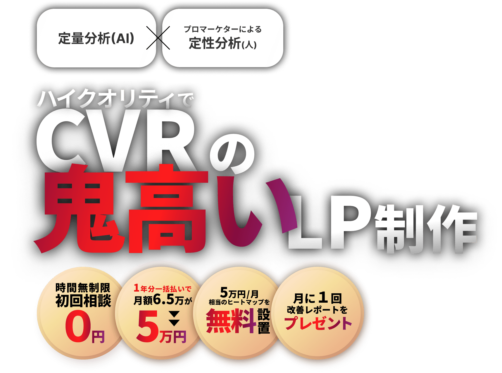 定量分析(AI)✕プロマーケターによる定性分析(人)で、ハイクオリティでCVRの鬼高いLP制作