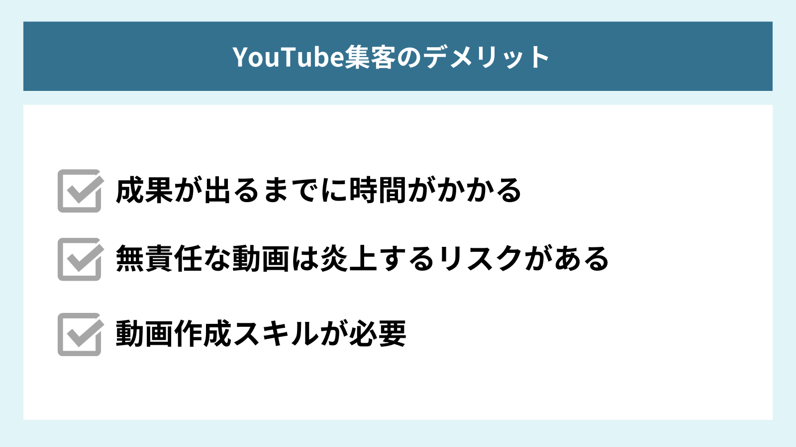 YouTube集客のデメリットをまとめた図解
