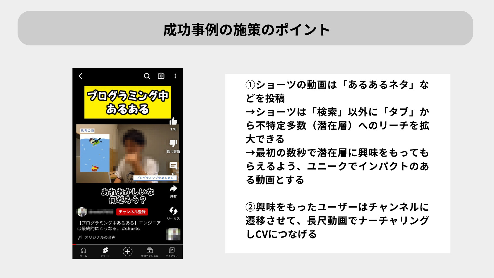 YouTube shorts成功事例_施策のポイント