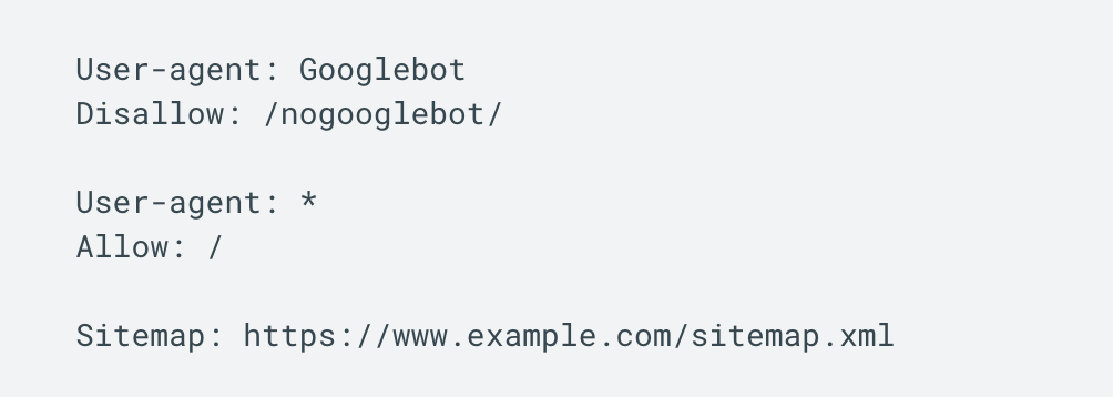 SEO内部対策におけるrobots.txtの例（Googleセントラルから画像引用）