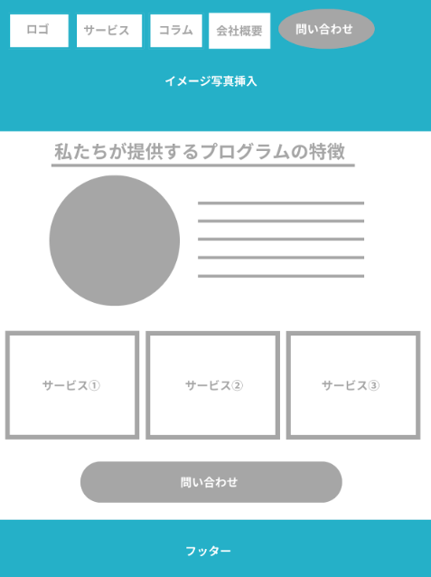 WEBサイト制作におけるワイヤーフレーム、デザインのレイアウトの図解
