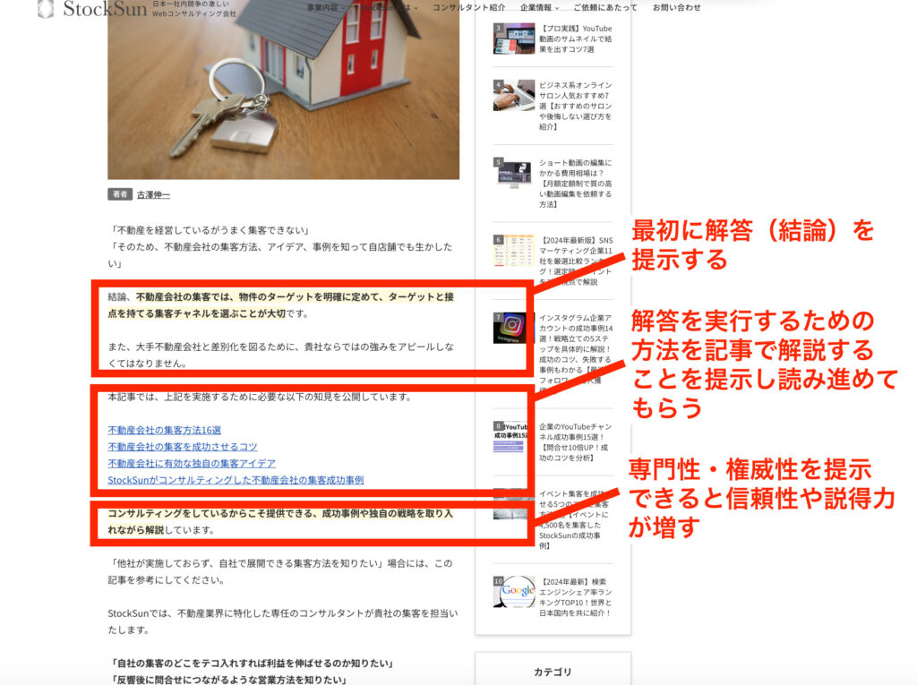 リライト時に適切なリード文の構造例を説明した図解