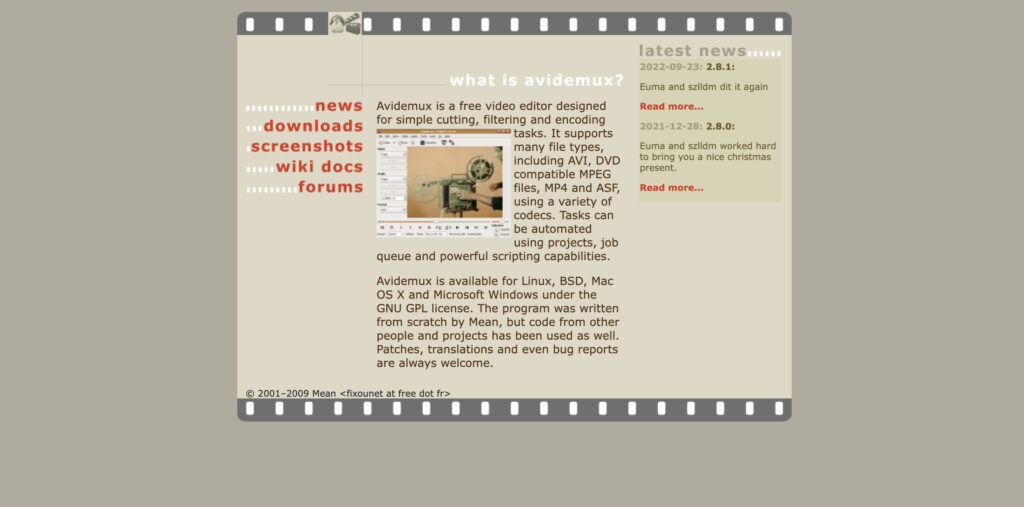 Avidemux｜シンプルで多形式に対応した無料ビデオ編集ソフト