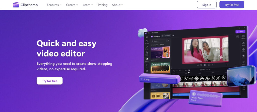 Clipchamp｜ブラウザベースの動画編集ソフト