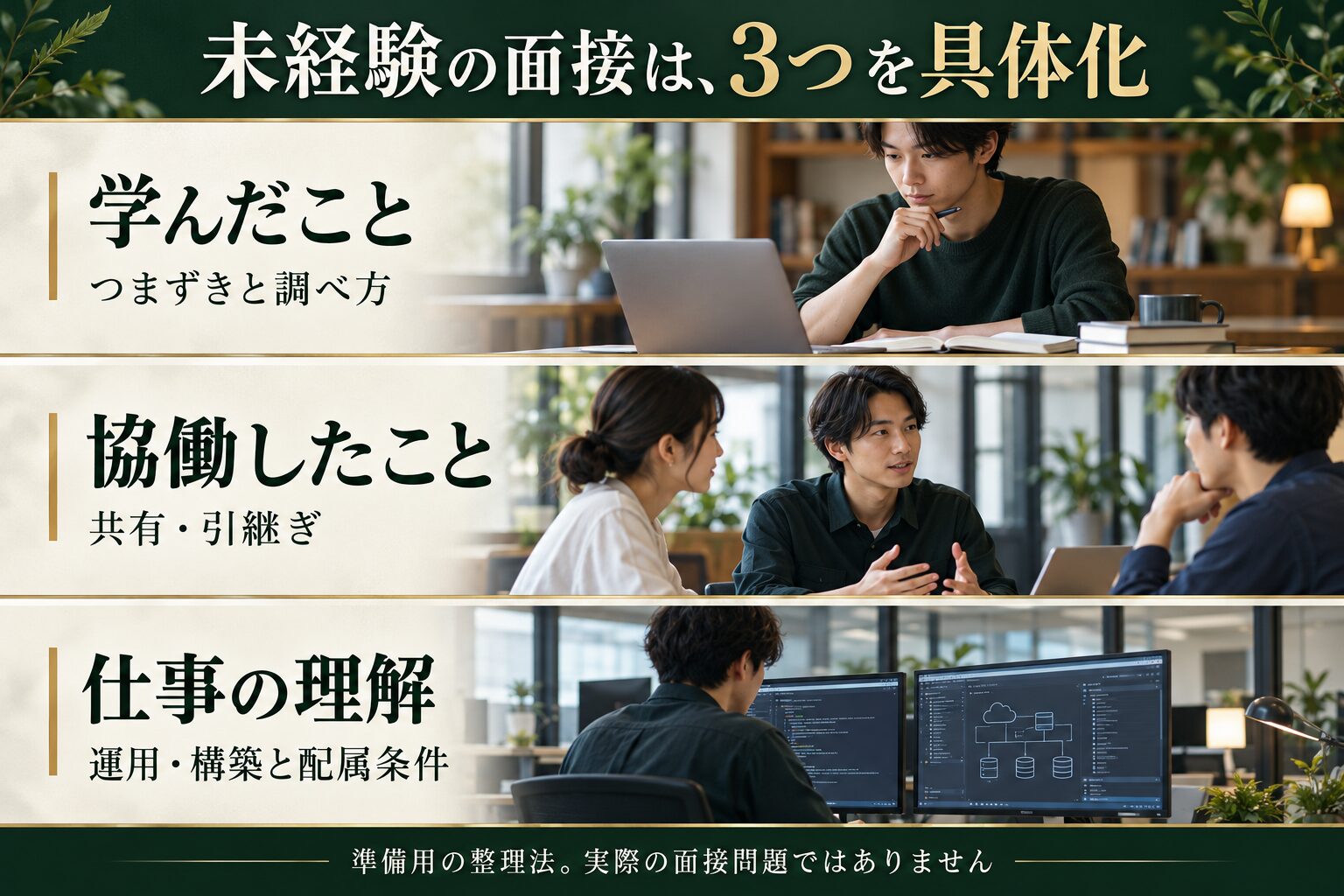 未経験の面接準備は学んだこと・協働したこと・仕事の理解を具体化する
