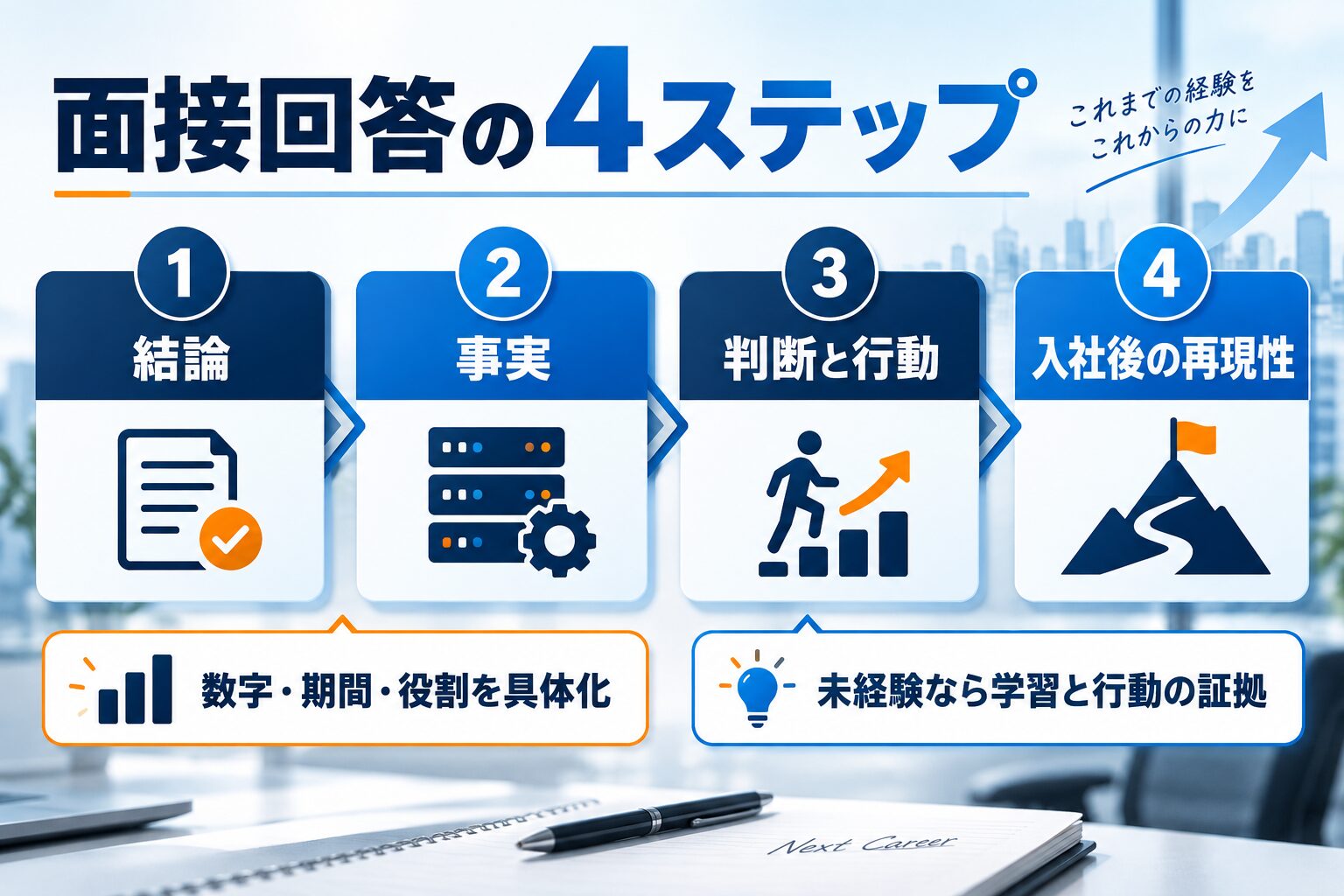 ボードルアの面接回答を4ステップで組み立てる図解
