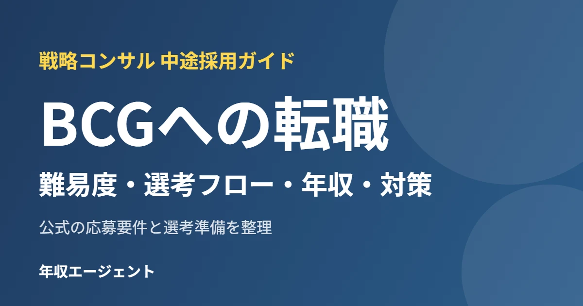 BCGへの転職は難しい？中途採用の難易度・選考フロー・年収・対策を解説