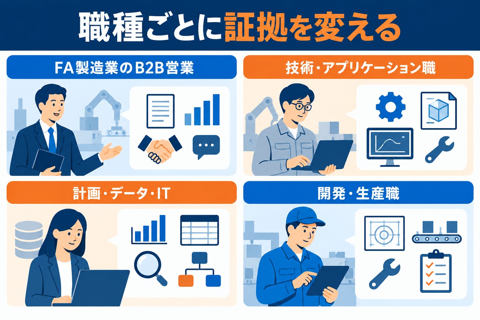 キーエンス面接で職種ごとに準備する経験の証拠