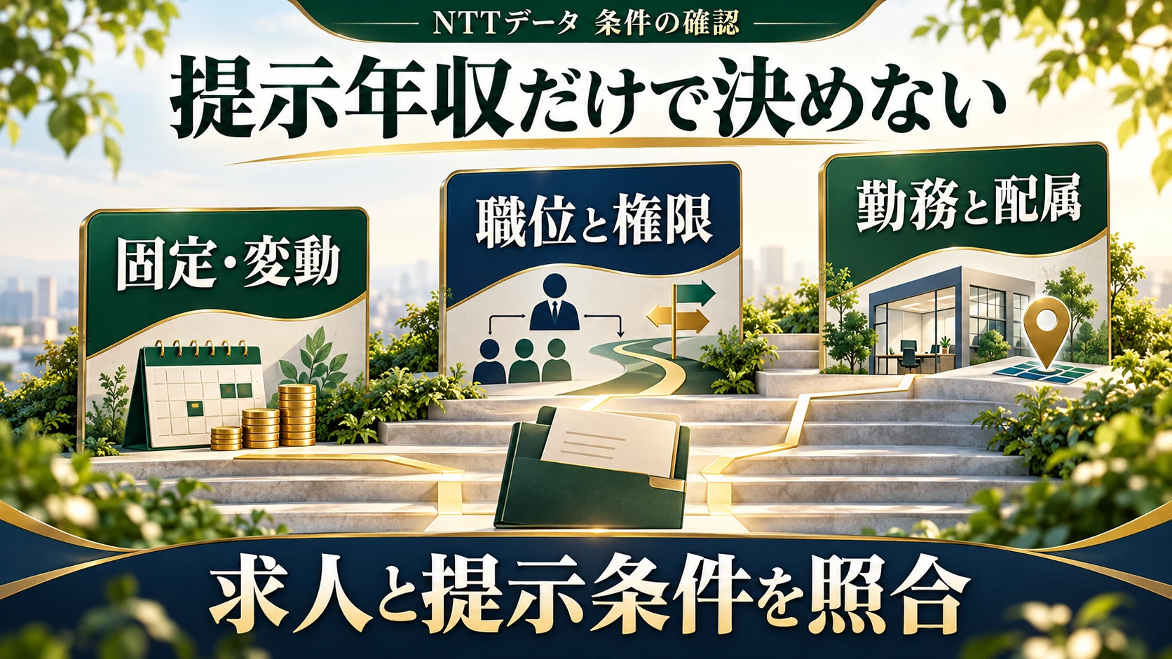NTTデータの提示条件は固定・変動、職位と権限、勤務と配属を分けて確認する