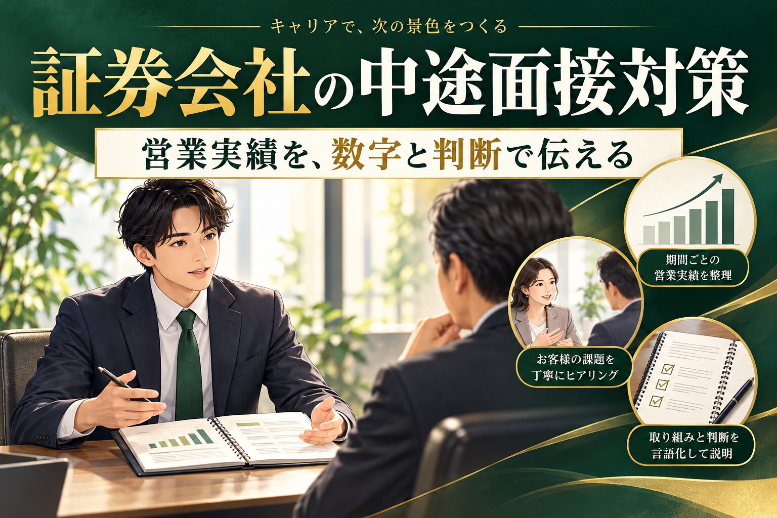 証券会社の中途面接対策｜職種別の経験要件と営業実績・顧客対応の伝え方
