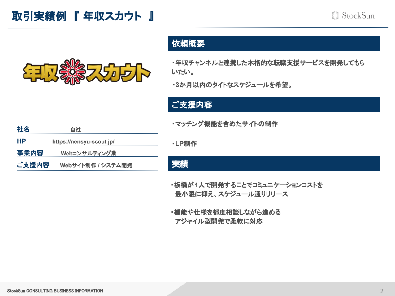 StockSun株式会社 取引実績資料【資料ダウンロード】
